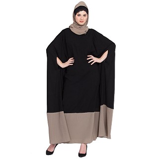 Irani Kaftan with front zipper-Black and Khaki